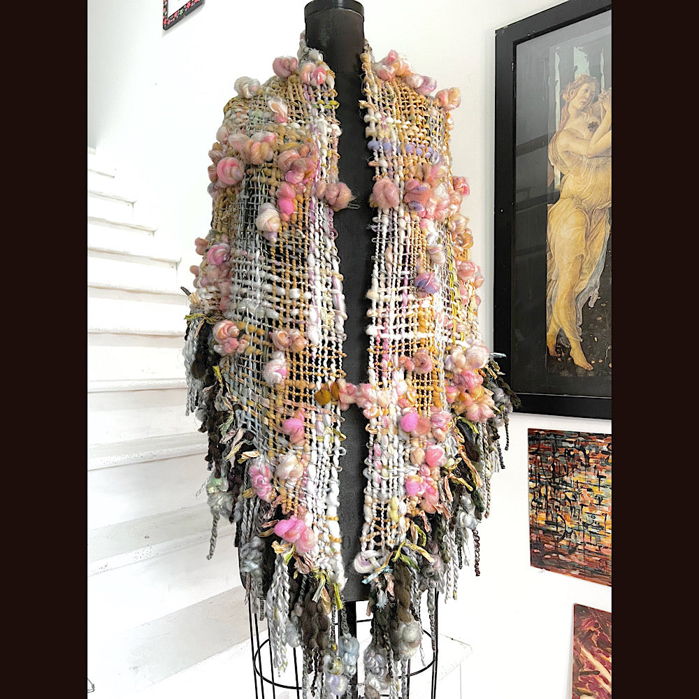 A day ending on the Nile / Woven Shawl / 82” X 35”