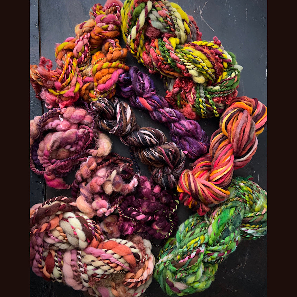Large lot of fall colors hand spun 12.3 oz