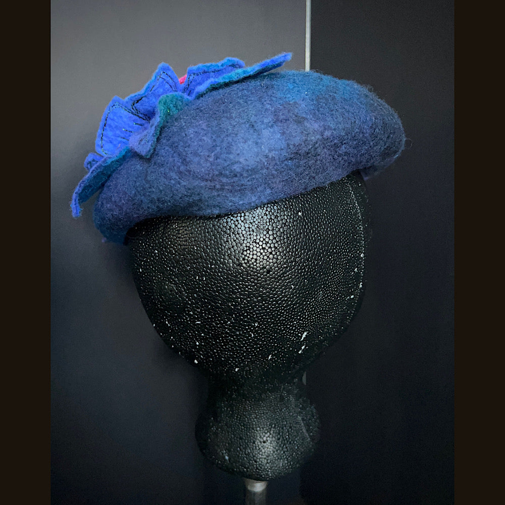 Felted pillbox hat beret size small
