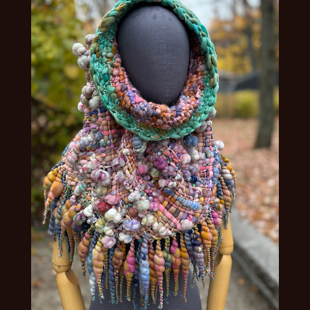 OOAK Hand woven wool handmade Scarf shawlette