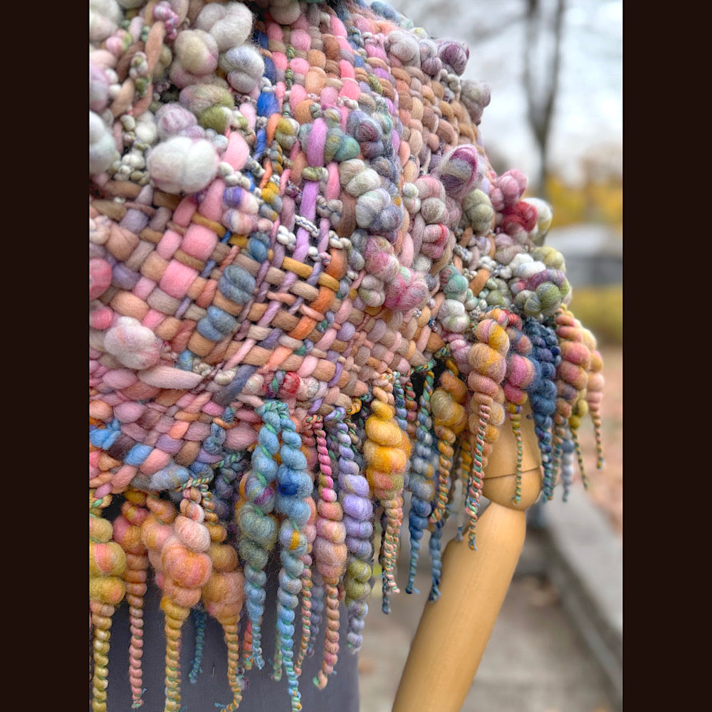 OOAK Hand woven wool handmade Scarf shawlette