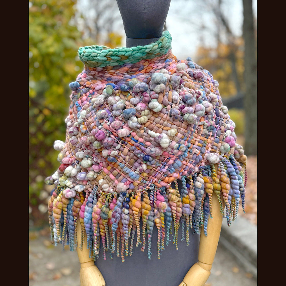 OOAK Hand woven wool handmade Scarf shawlette