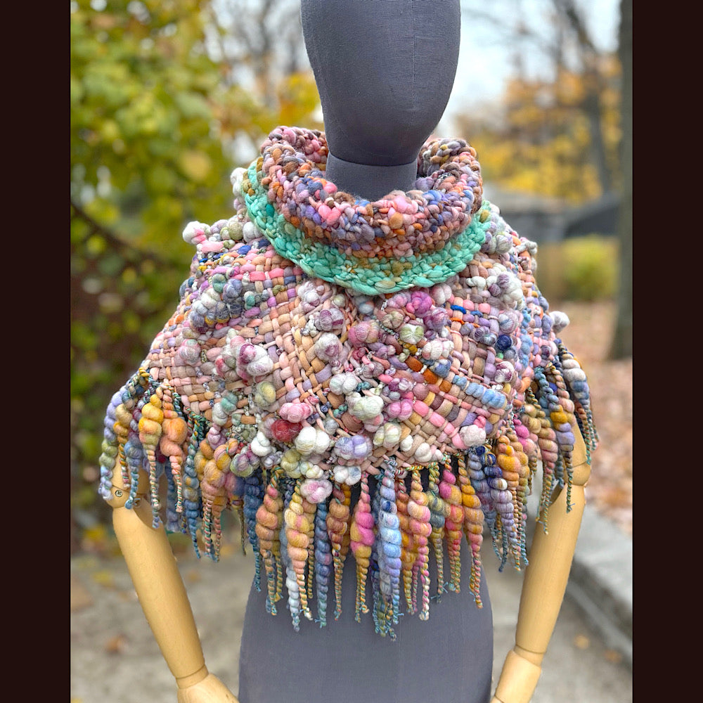 OOAK Hand woven wool handmade Scarf shawlette
