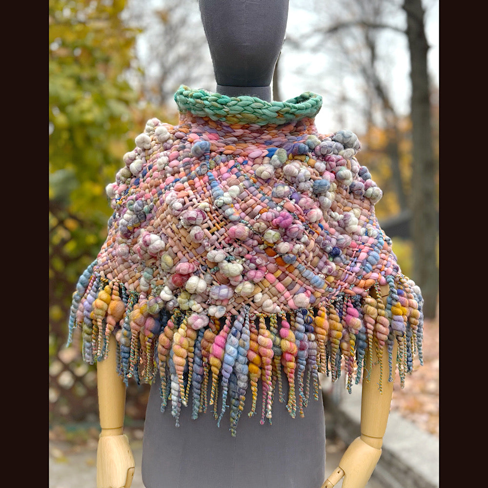 OOAK Hand woven wool handmade Scarf shawlette