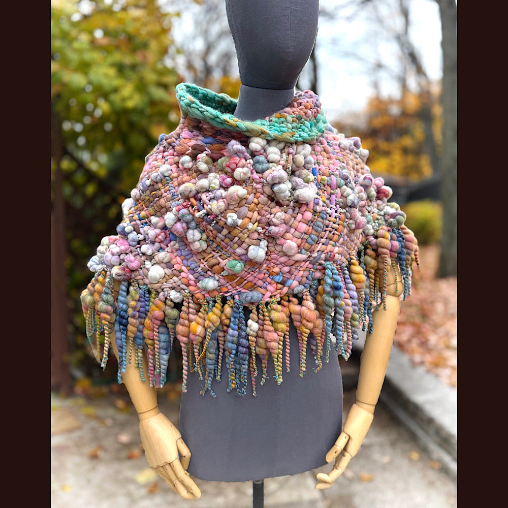 OOAK Hand woven wool handmade Scarf shawlette