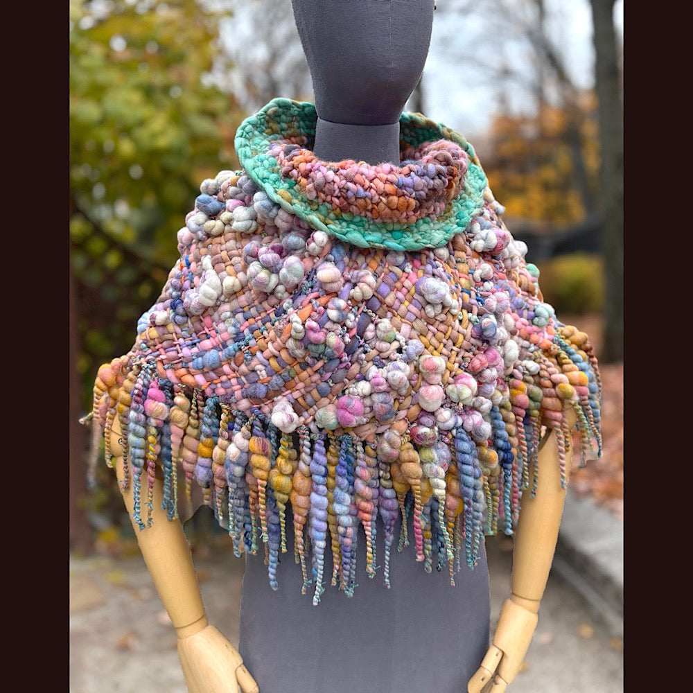OOAK Hand woven wool handmade Scarf shawlette