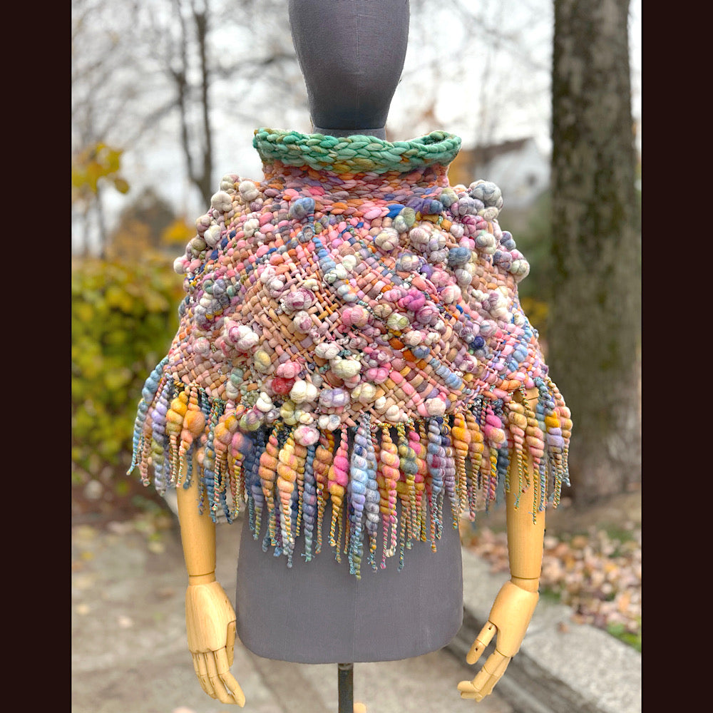 OOAK Hand woven wool handmade Scarf shawlette