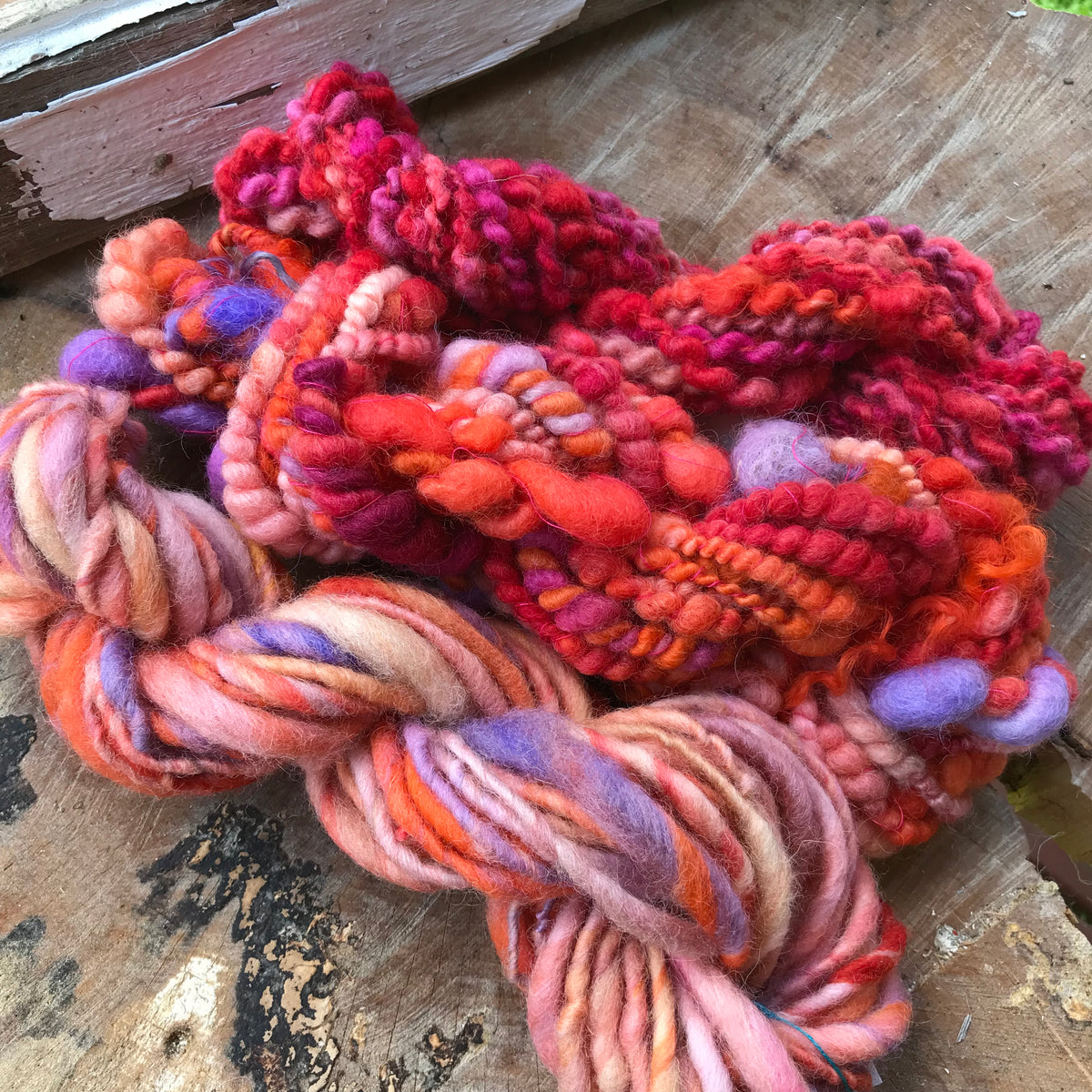 Orange hand spun yarn scarf kit 195 grams - Mynoush