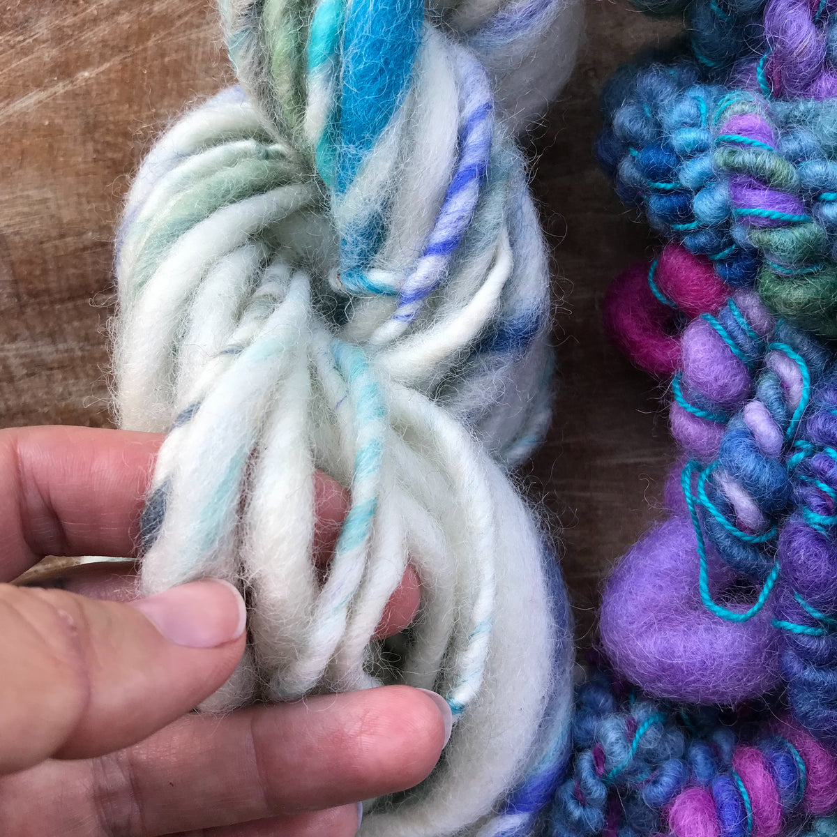 Blue and white hand spun yarn kit 100 grams - Mynoush