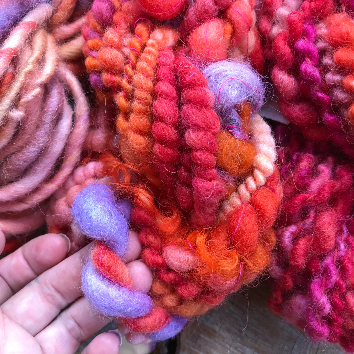 Orange hand spun yarn scarf kit 195 grams - Mynoush