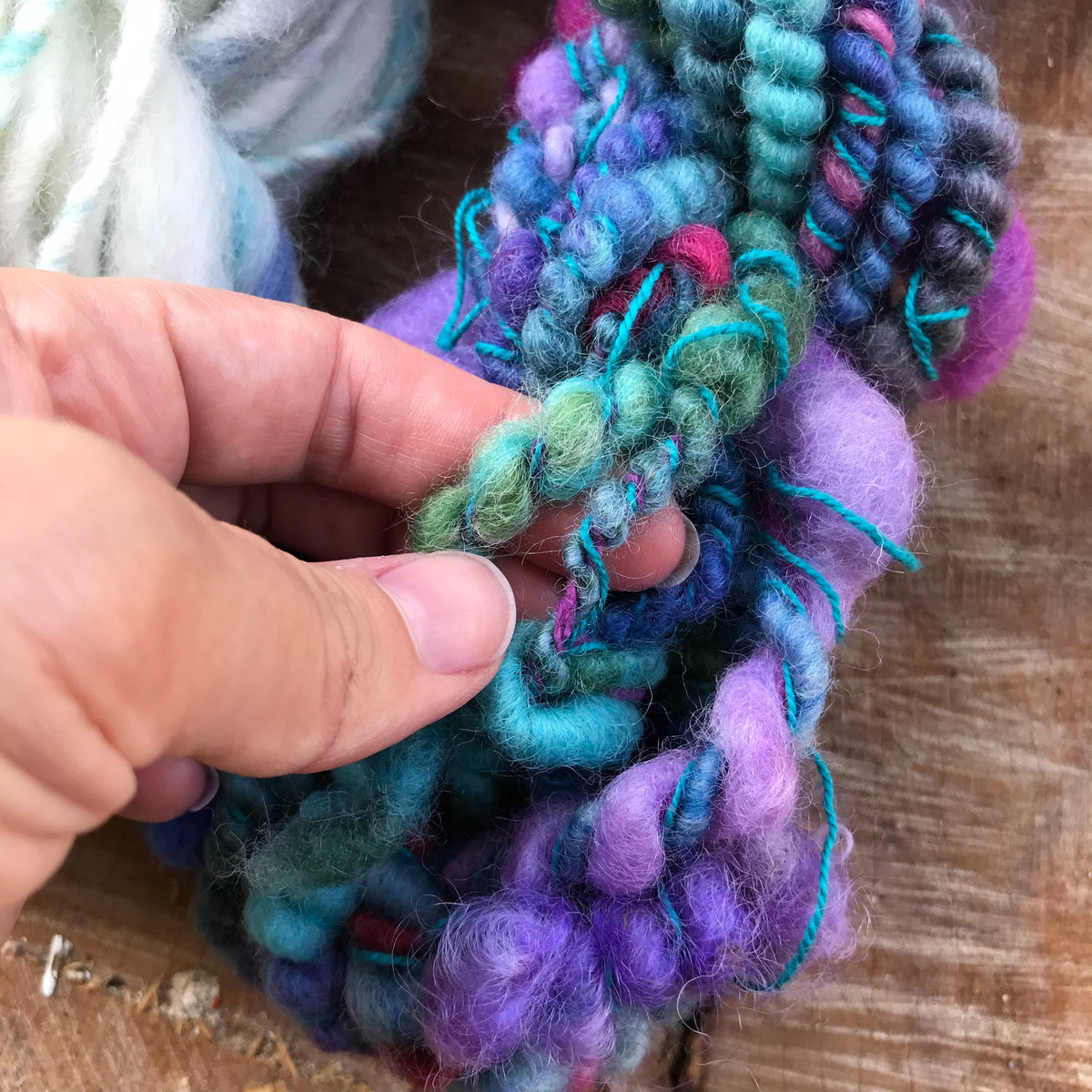 Blue and white hand spun yarn kit 100 grams - Mynoush