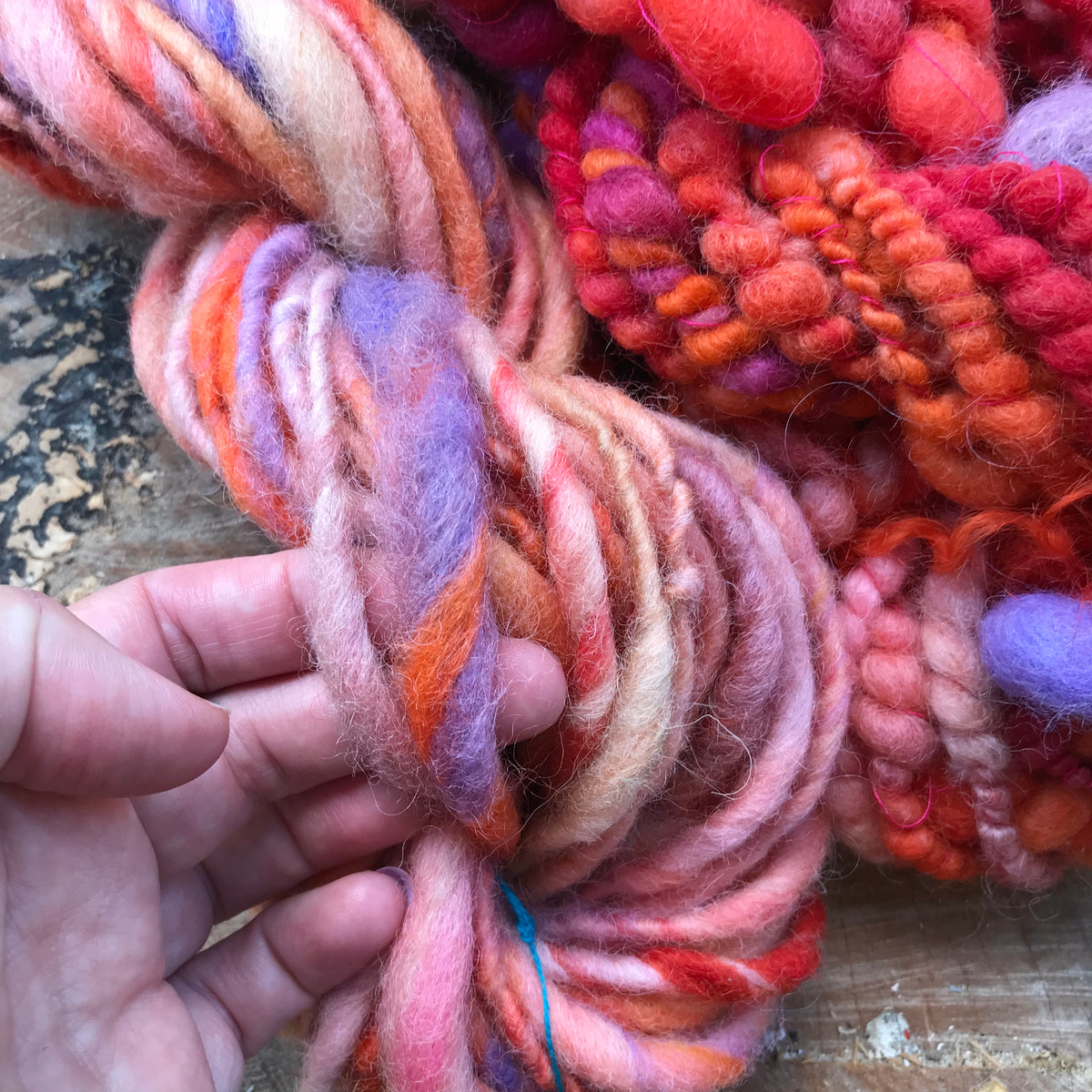 Orange hand spun yarn scarf kit 195 grams - Mynoush