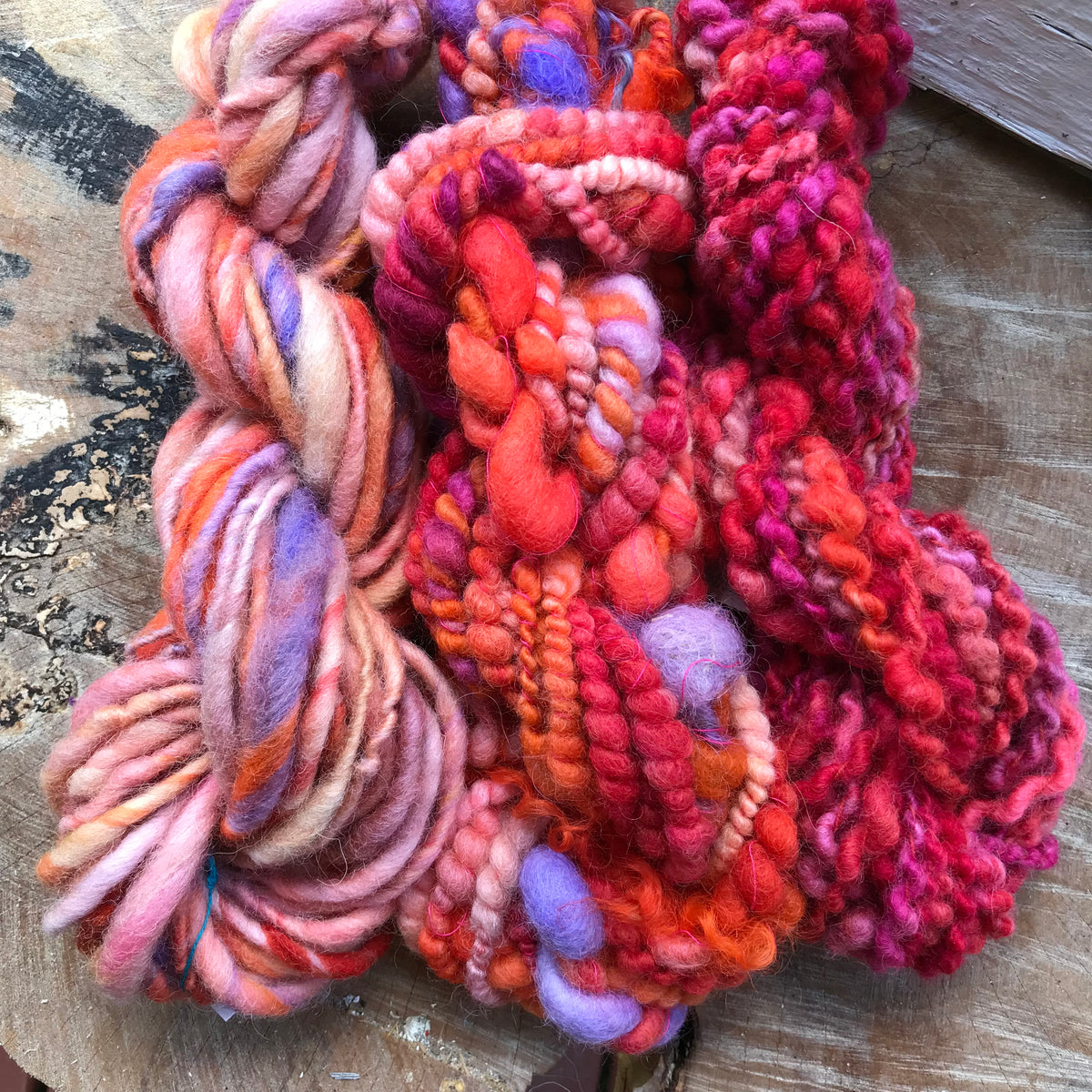 Orange hand spun yarn scarf kit 195 grams - Mynoush