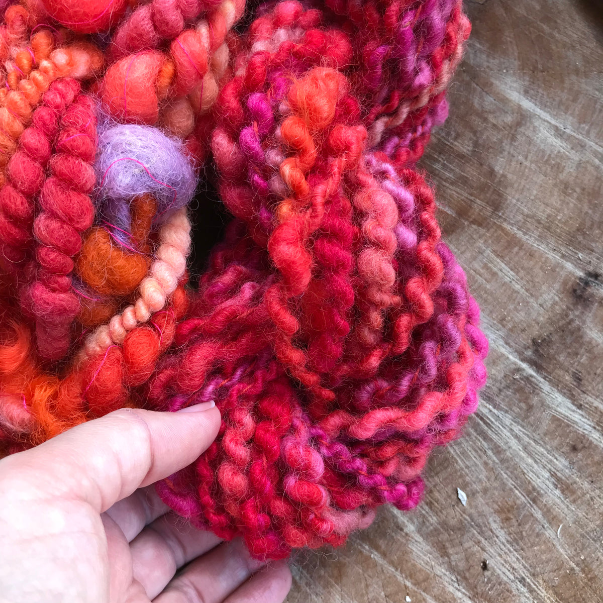 Orange hand spun yarn scarf kit 195 grams - Mynoush
