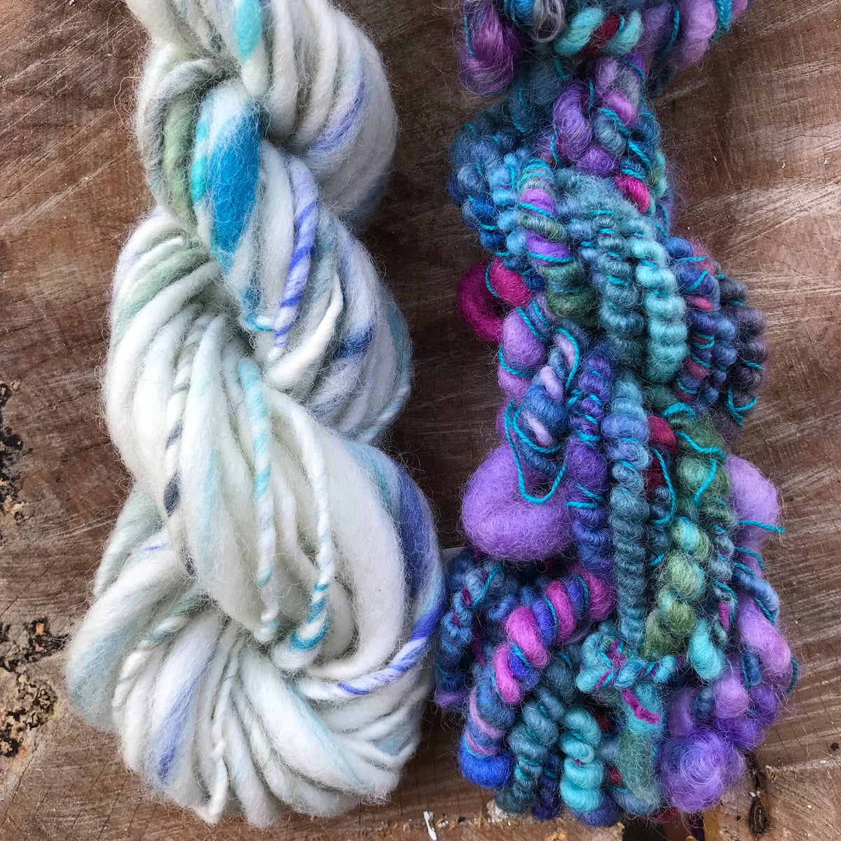 Blue and white hand spun yarn kit 100 grams - Mynoush