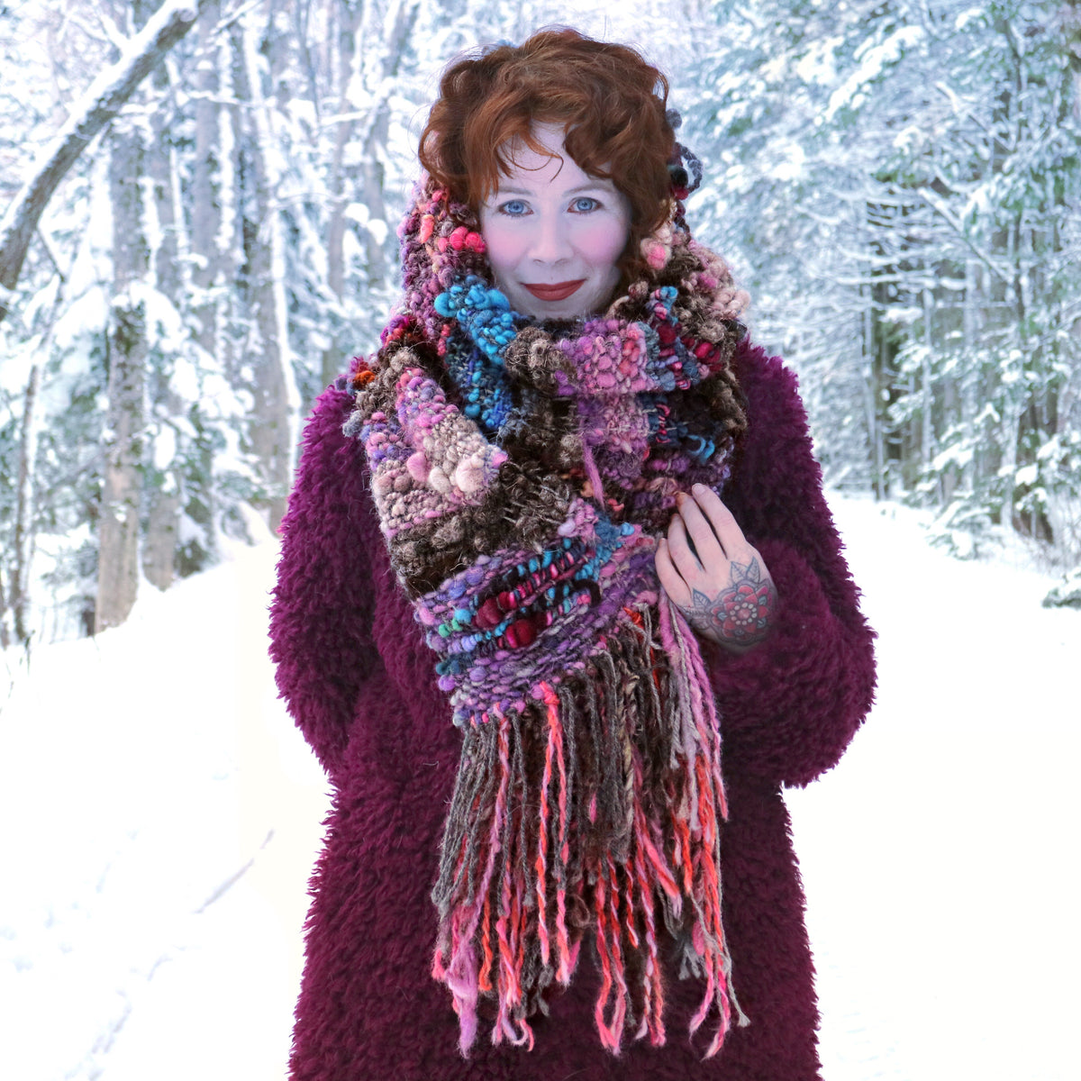 Purple scarf 100% Wool - Foulard 100% laine mauve - Mynoush