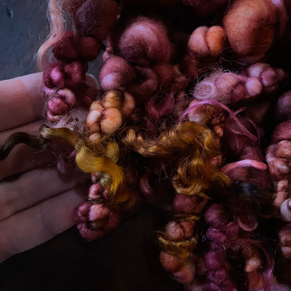 CUSTOM Fall heart Jumbo boucle Art yarn