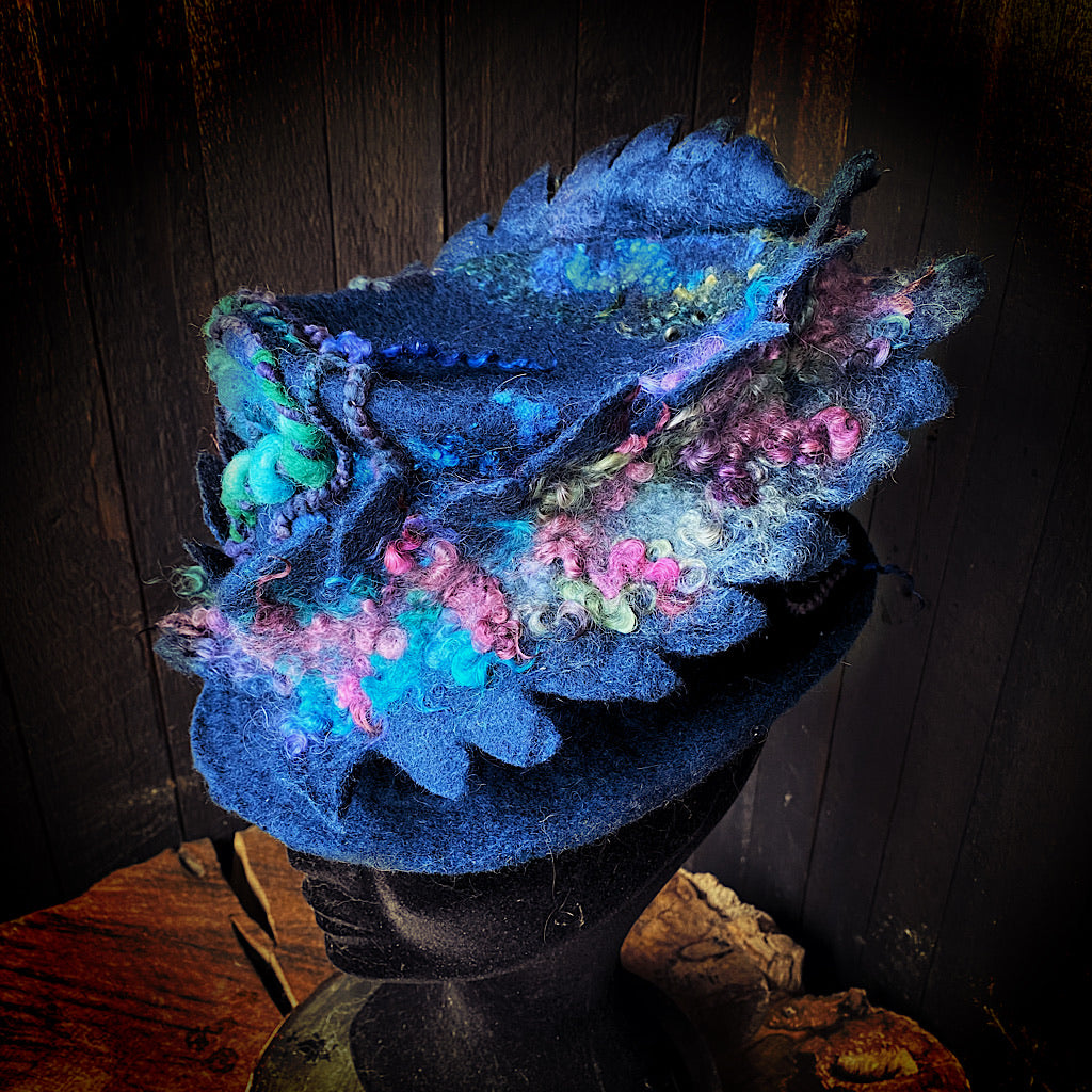 Blue felted top hat
