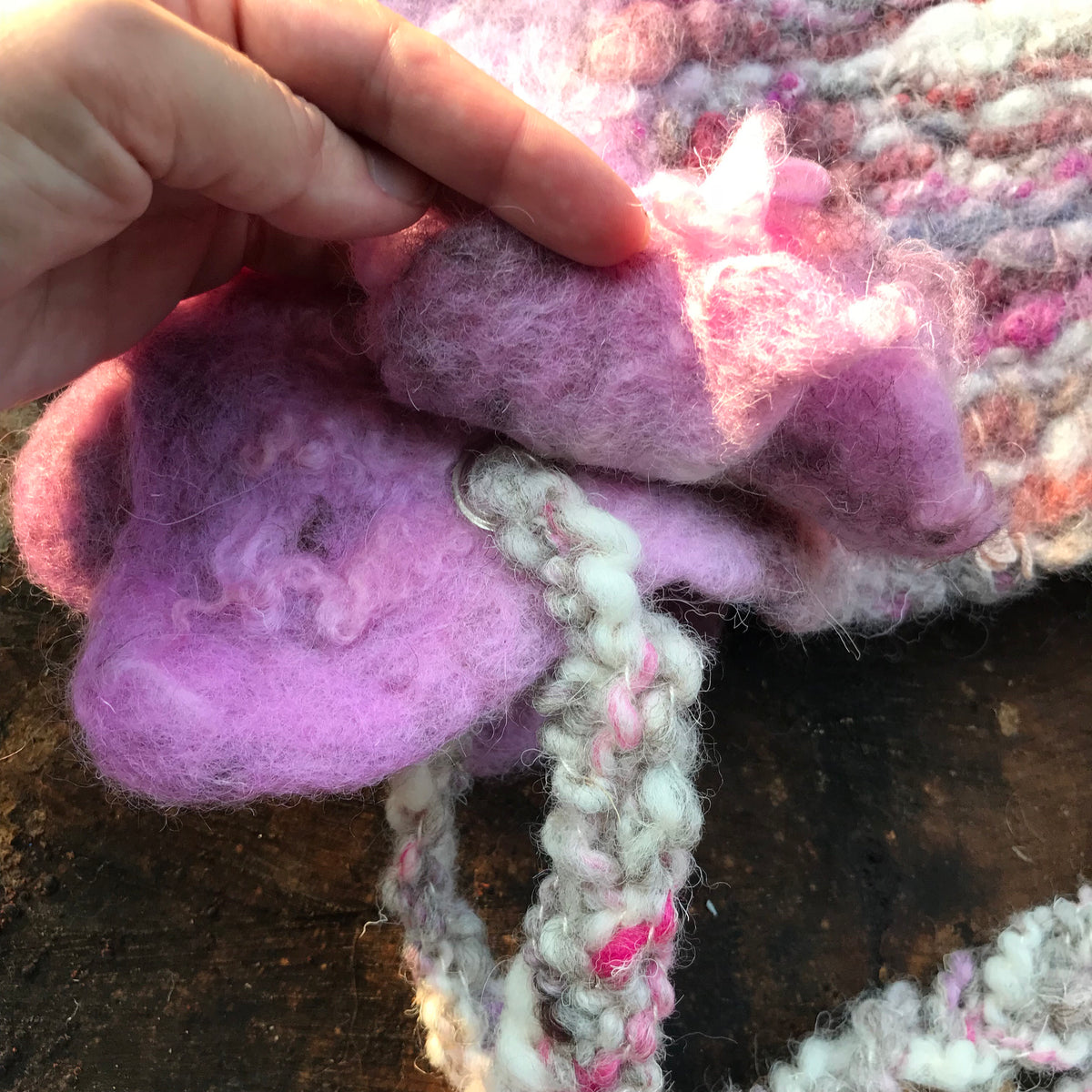 Pink fairy hat | Hooded hat with felted flowers - Mynoush