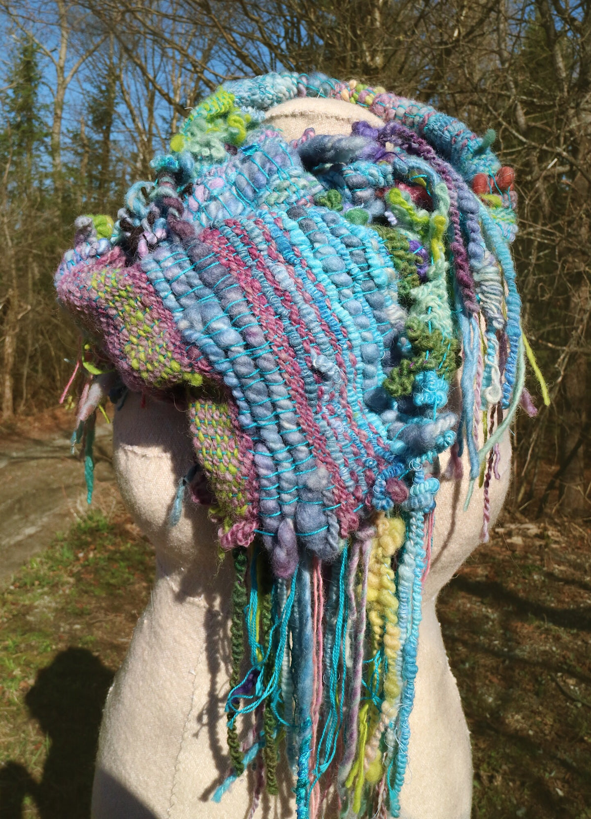 Blue hand woven scarf 50”X9” - Mynoush