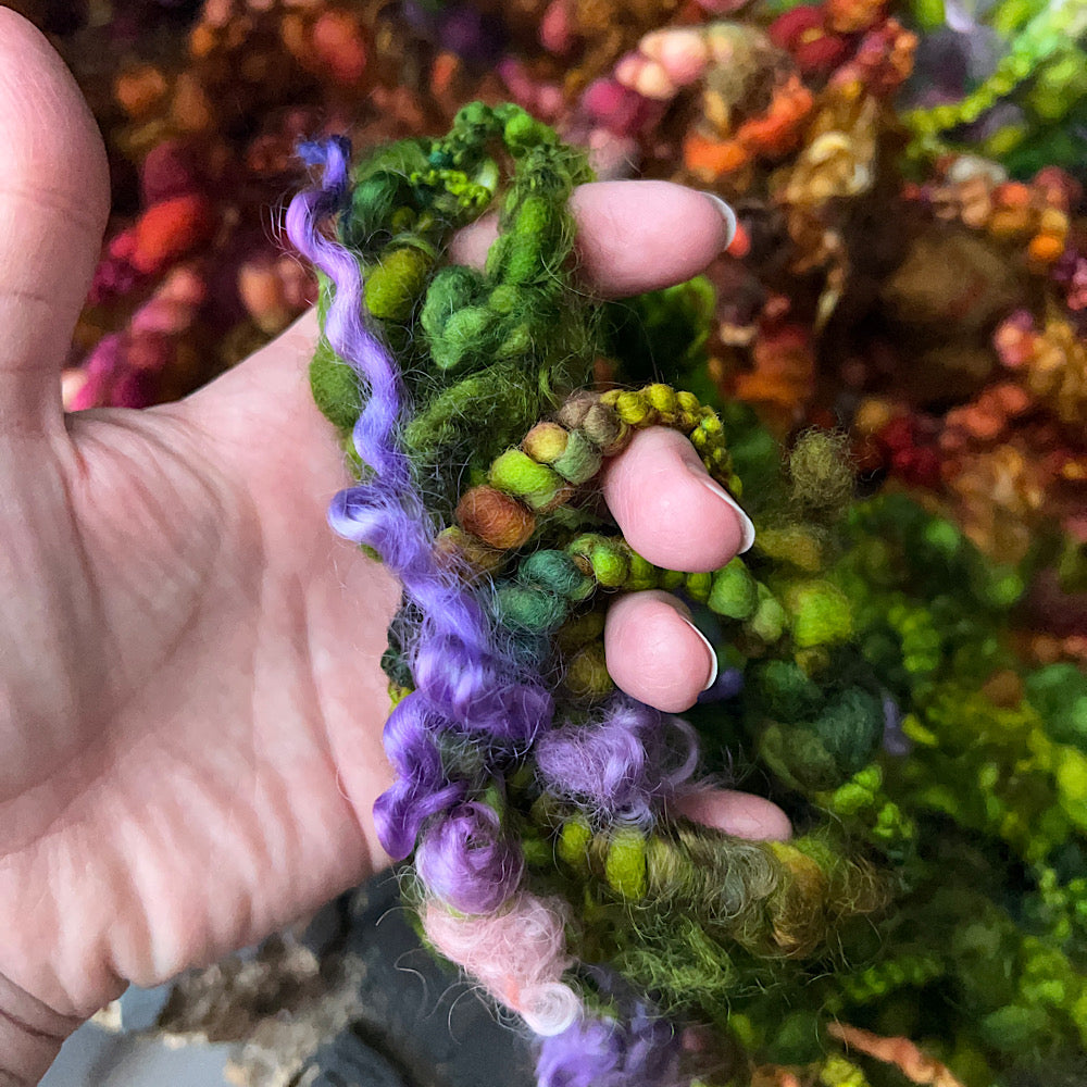 Jumbo boucle yarn assortment for weavers and felters