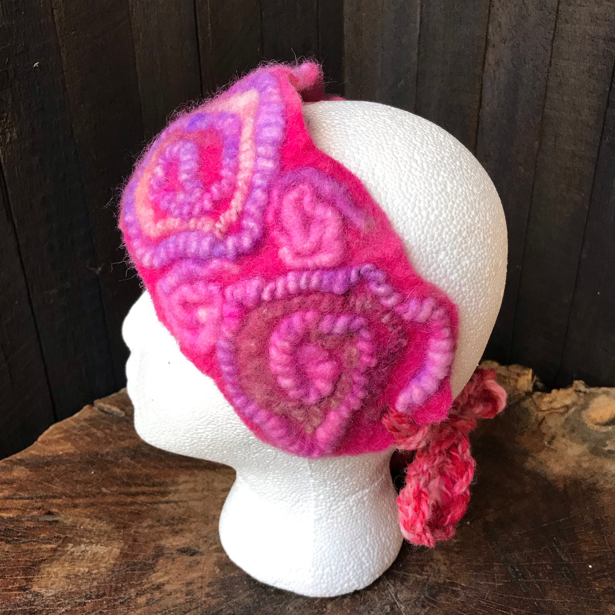 Pink textured felted headband One size | Bandeau Rose en feutre Taille unique - Mynoush