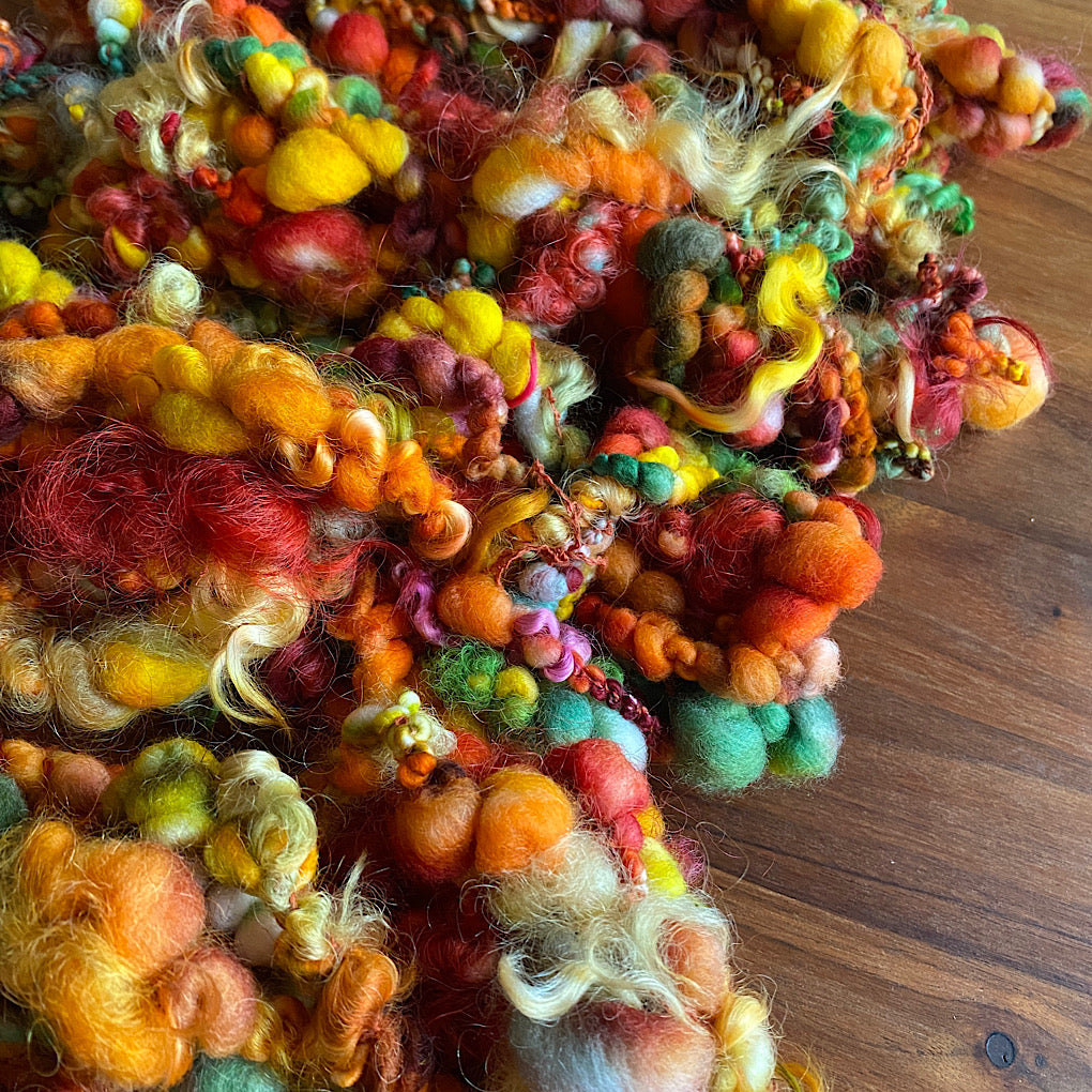 Large Set of jumbo boucle Cornucopia art yarn- weaving kit