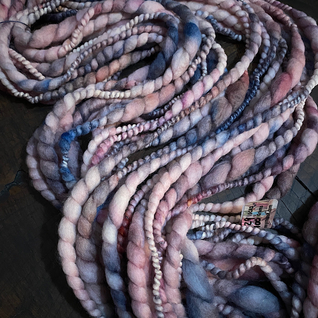 Frozen River merino spiral handspun yarn