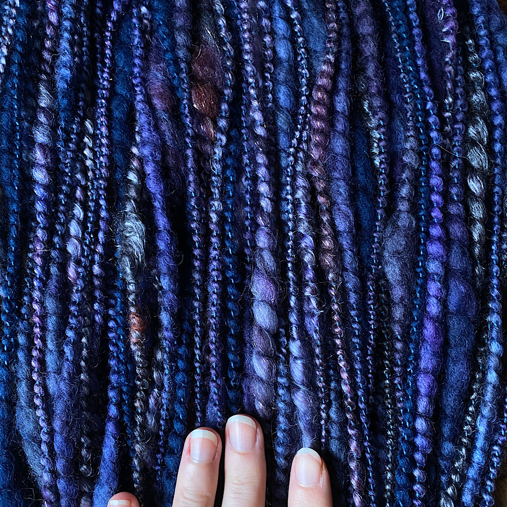 Hand spun yarn with sparkles