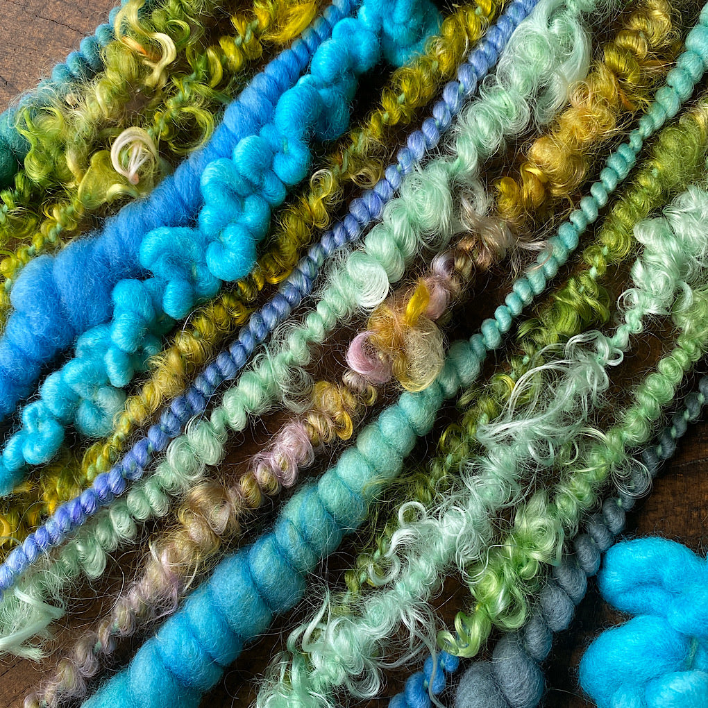 Turquoise mohair art yarn