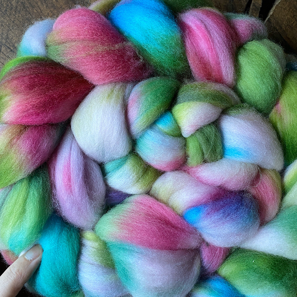 Hand painted merino roving