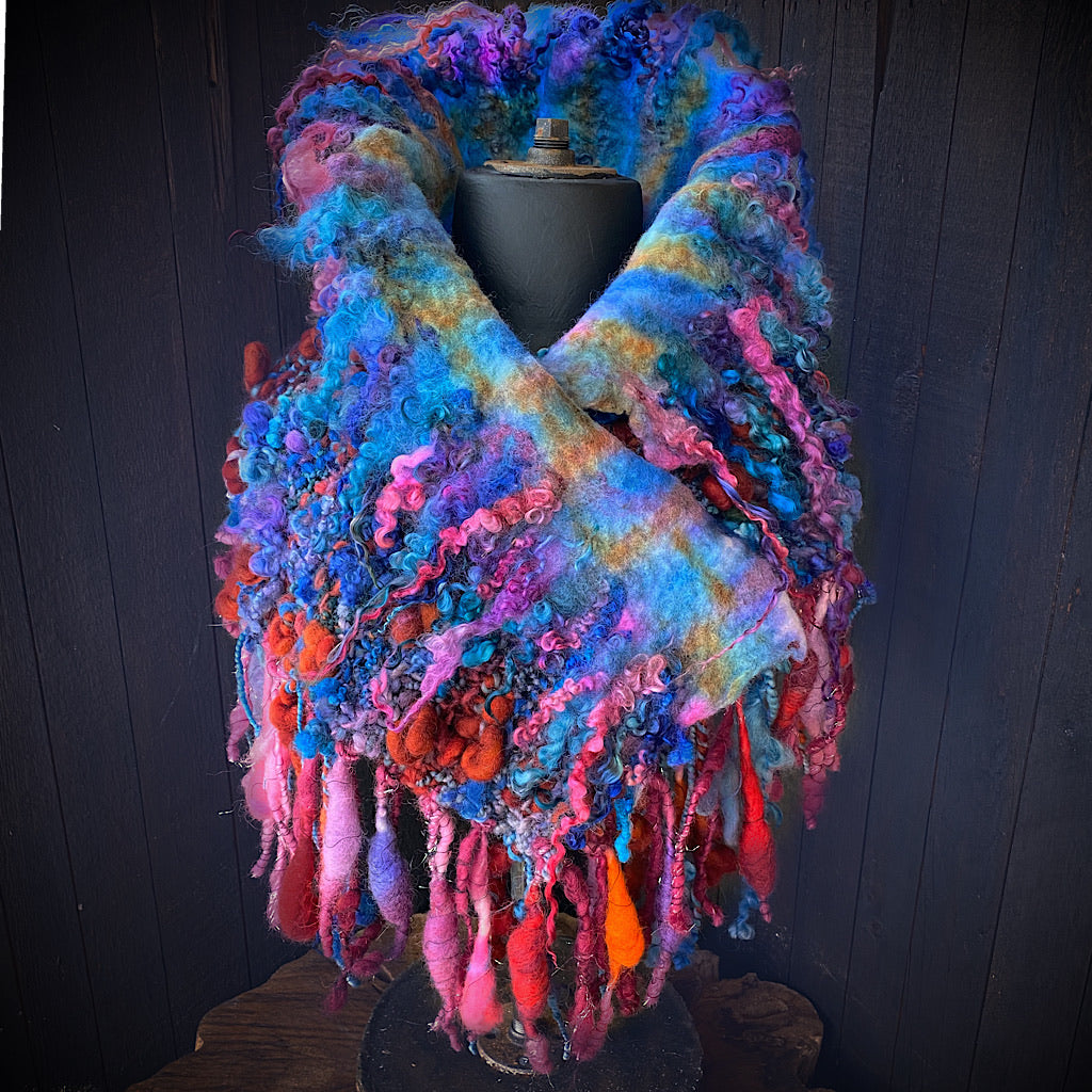 Fireworks Knitted and felted cowl