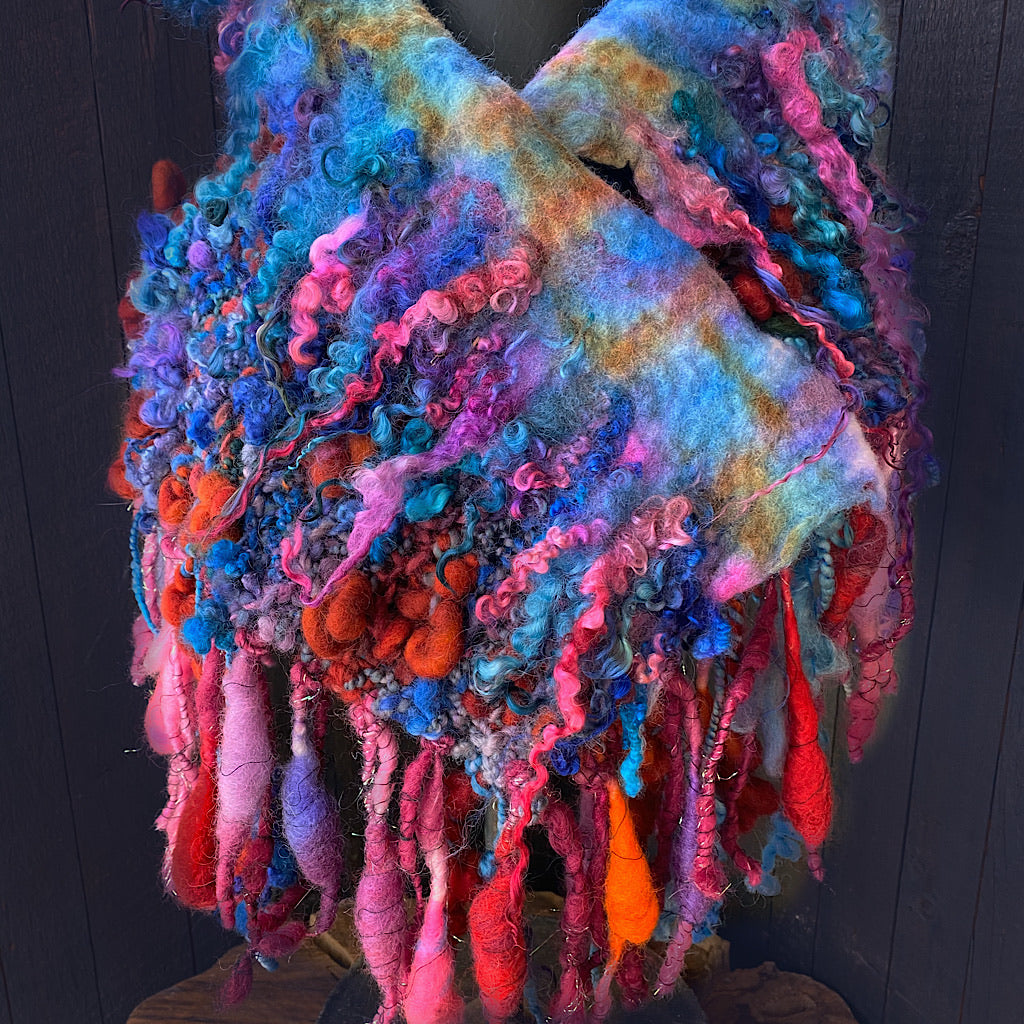 Fireworks Knitted and felted cowl