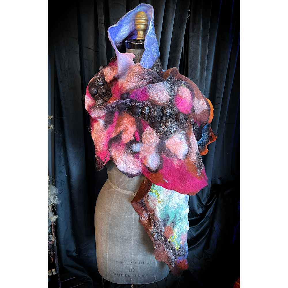 Galactic Rose - felted scarf