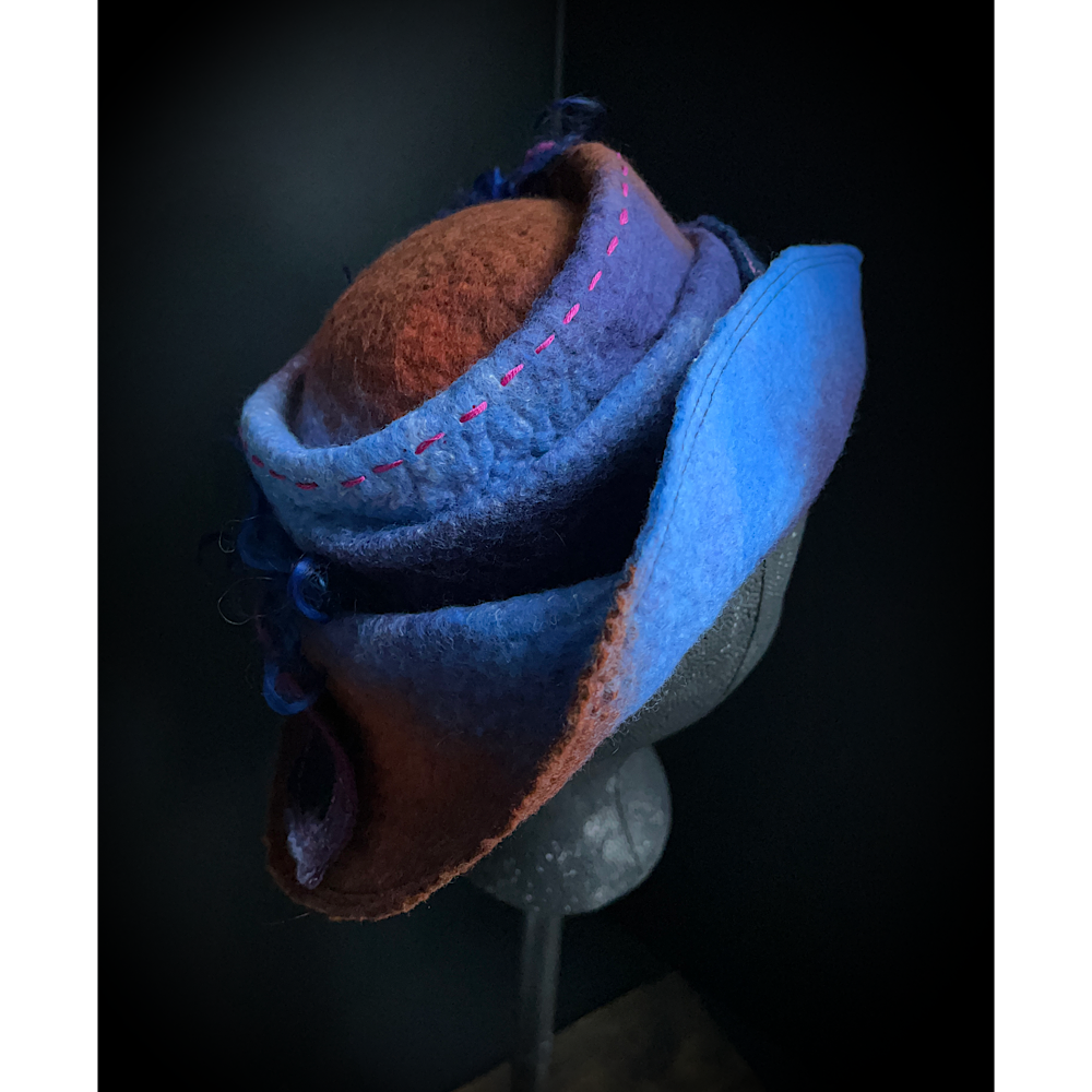 Felted top hat with leaves - 23”