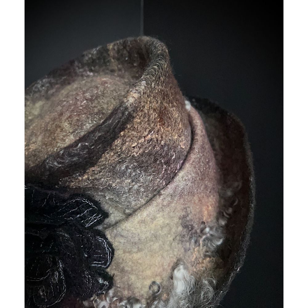 Felted top hat with rose - 24”