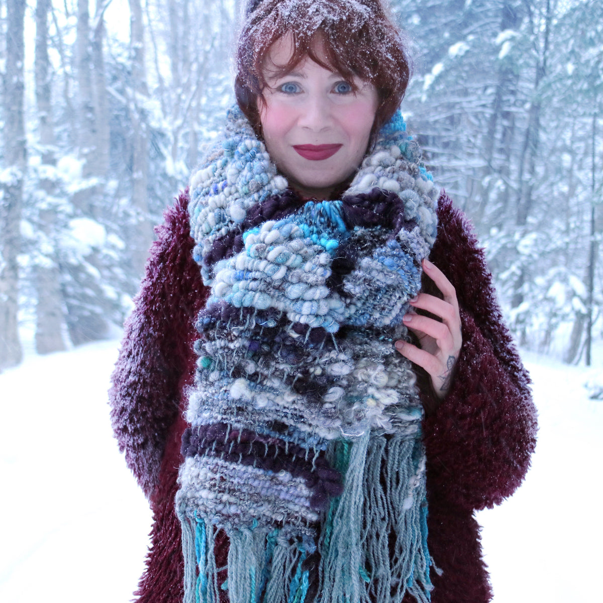 Blue scarf 100% Wool - Foulard 100% laine bleu - Mynoush