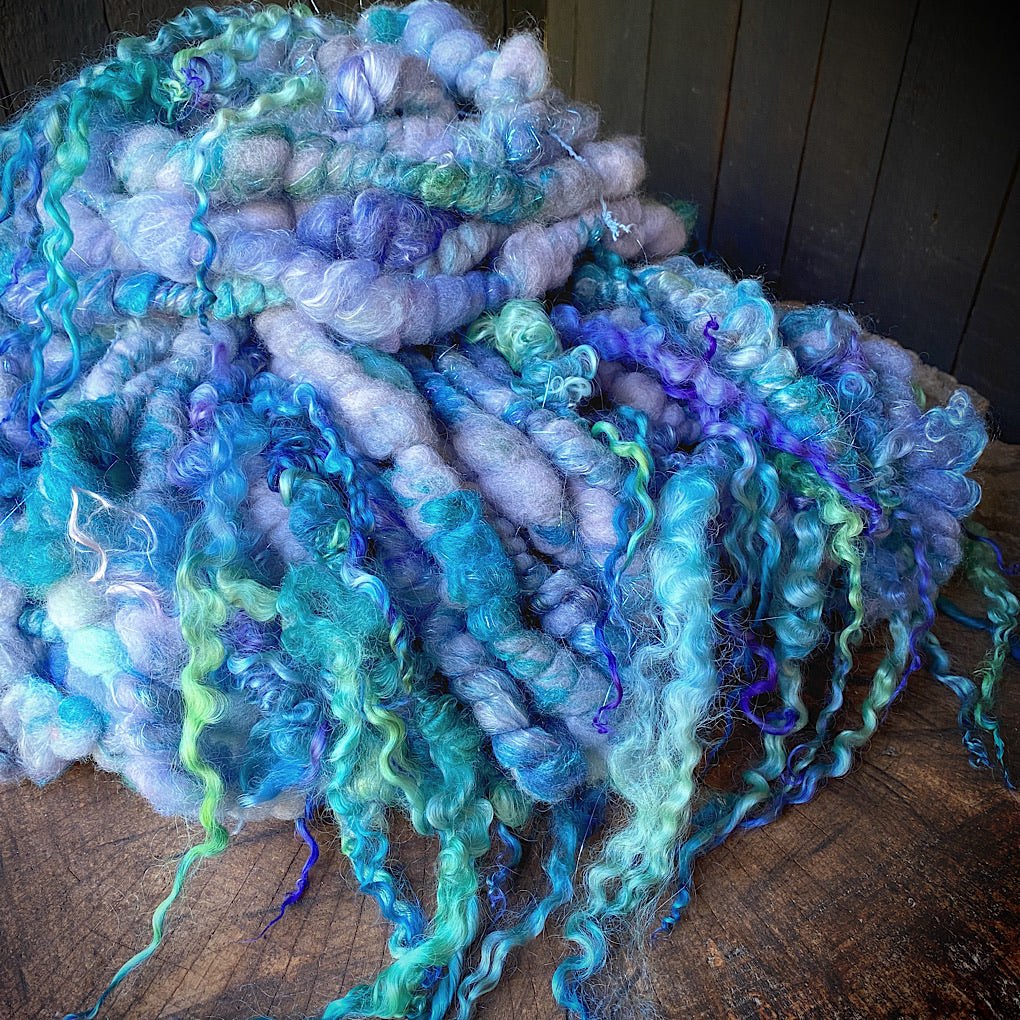 Blue squish  jumbo spiral merino yarn FULL SKEIN