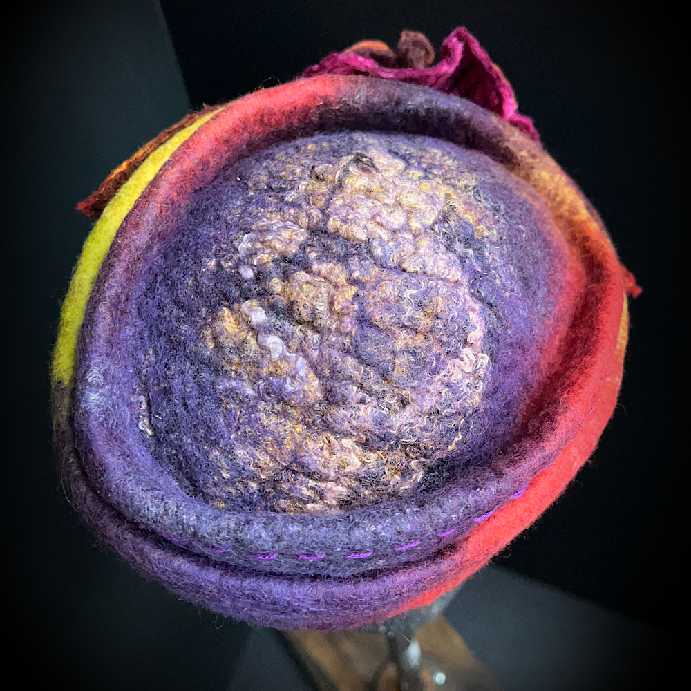 Felted bibi hat with flower - 21” small