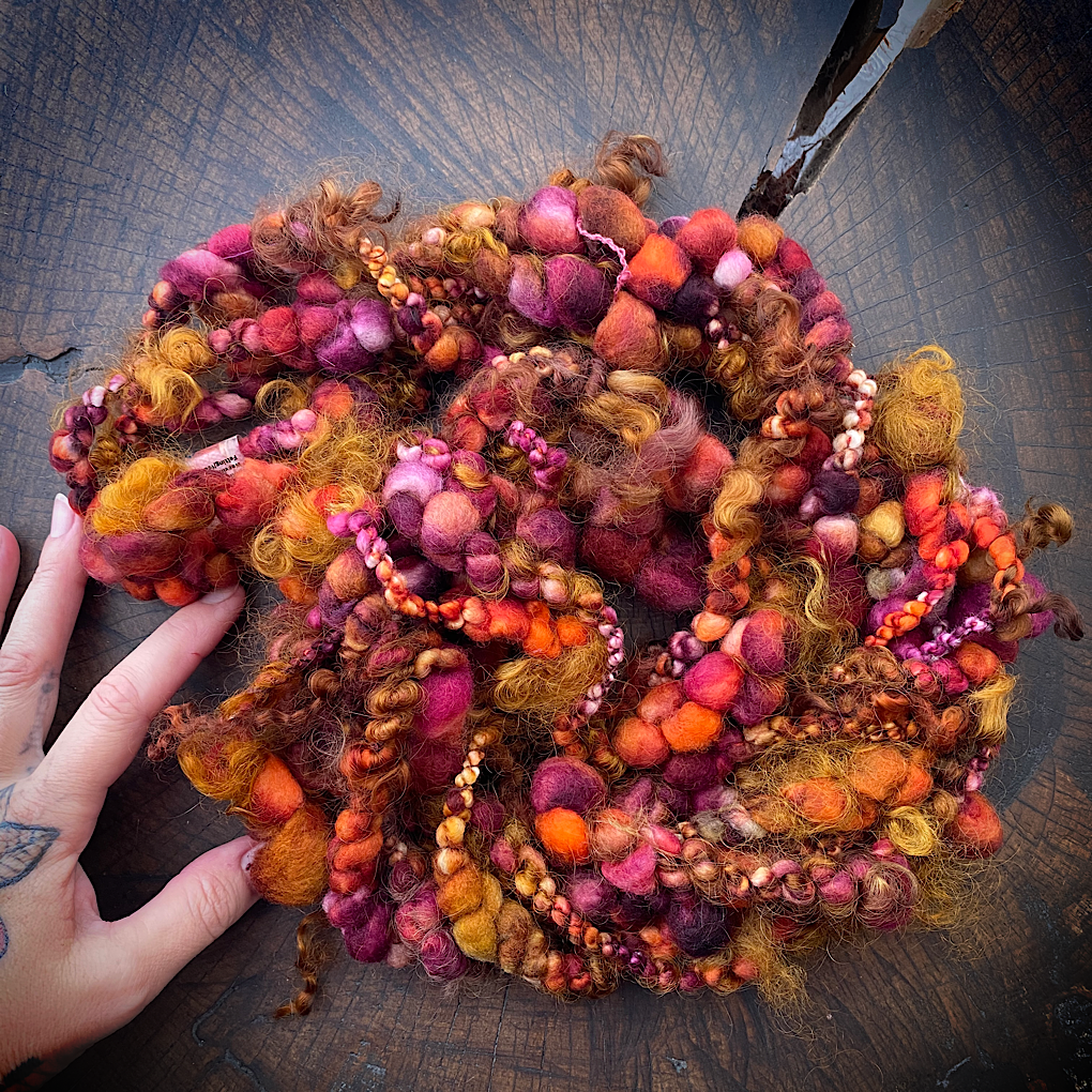 Golden autumn Jumbo boucle art yarn with locks