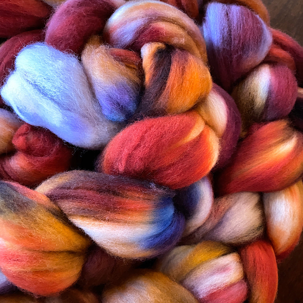 Hand painted merino roving