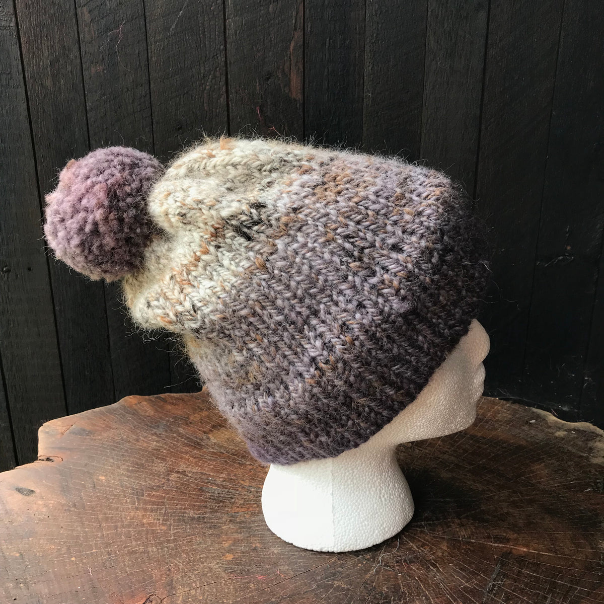 Beige and grey beanie 95% wool 5% alpaca One size - Mynoush