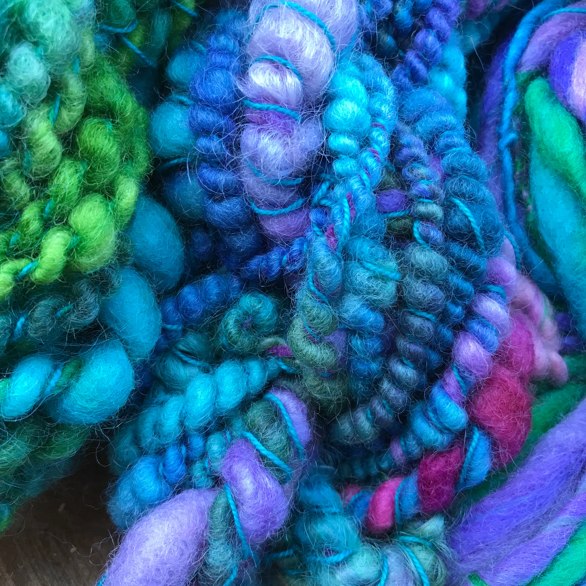 Blue hand spun yarn scarf kit - yarn trio 250 grams - Mynoush