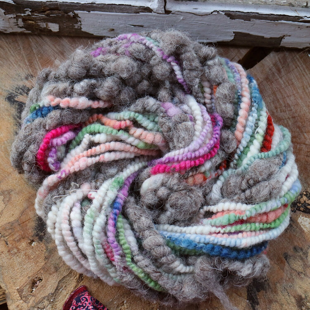 Pastel grey art yarn with eco wool 100 grams 14 yards - Mynoush