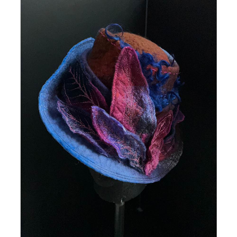 Felted top hat with leaves - 23”