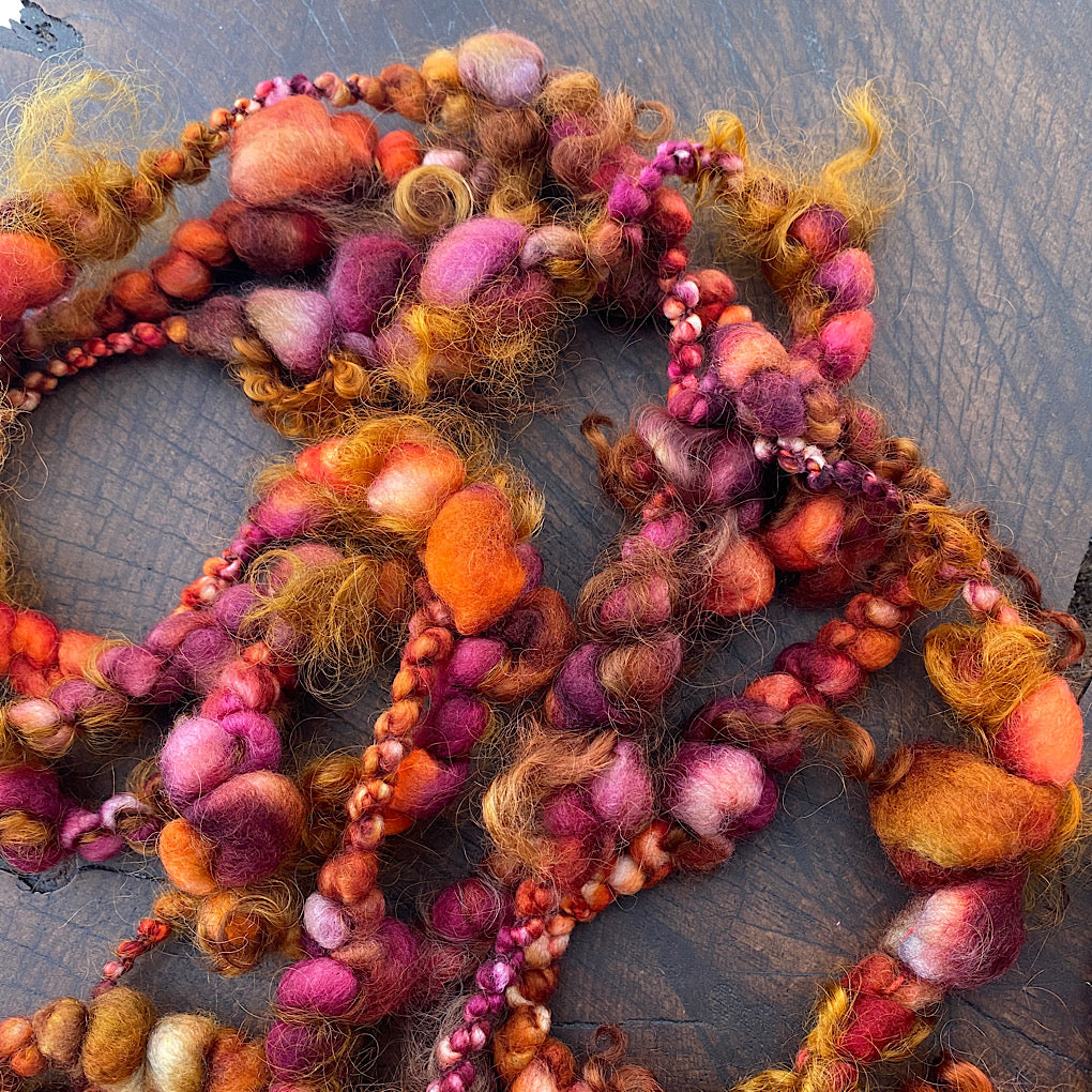 Golden autumn Jumbo boucle art yarn with locks