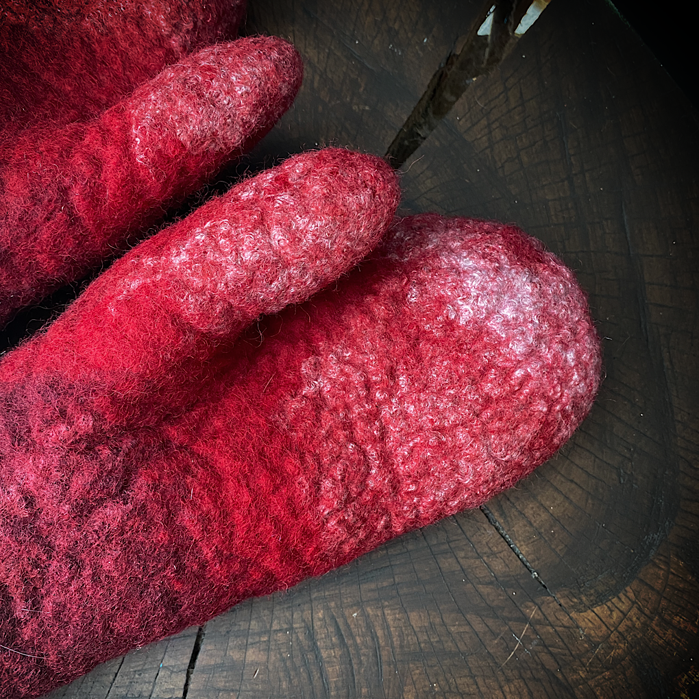 Winter is blooming - felted mittens