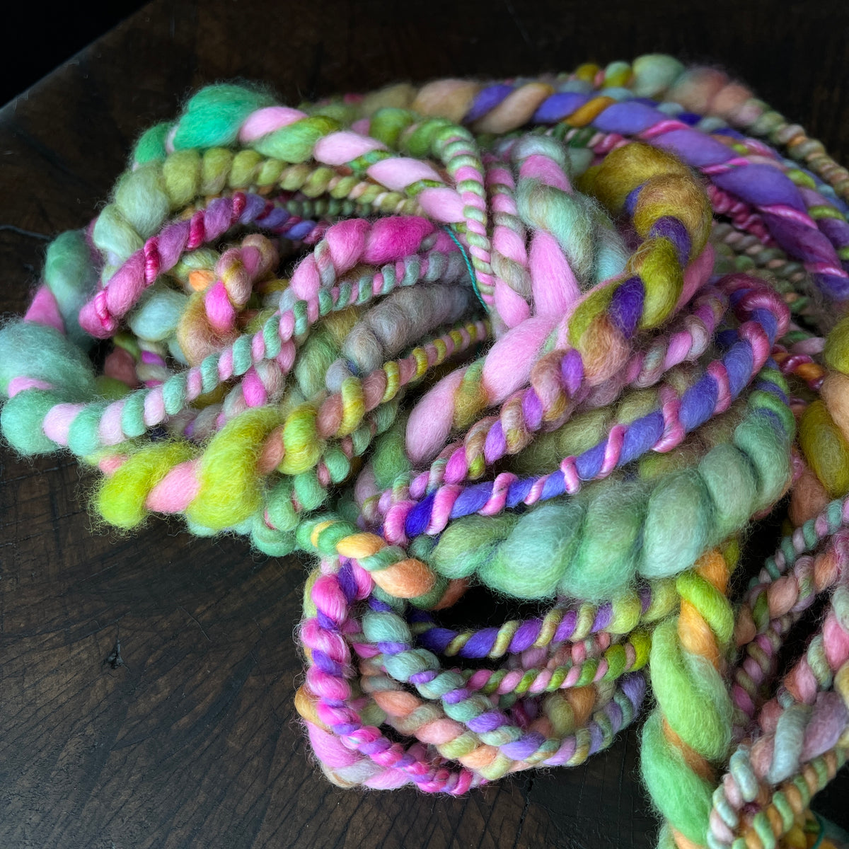 Shy Frog - jumbo 2 ply spiral art yarn