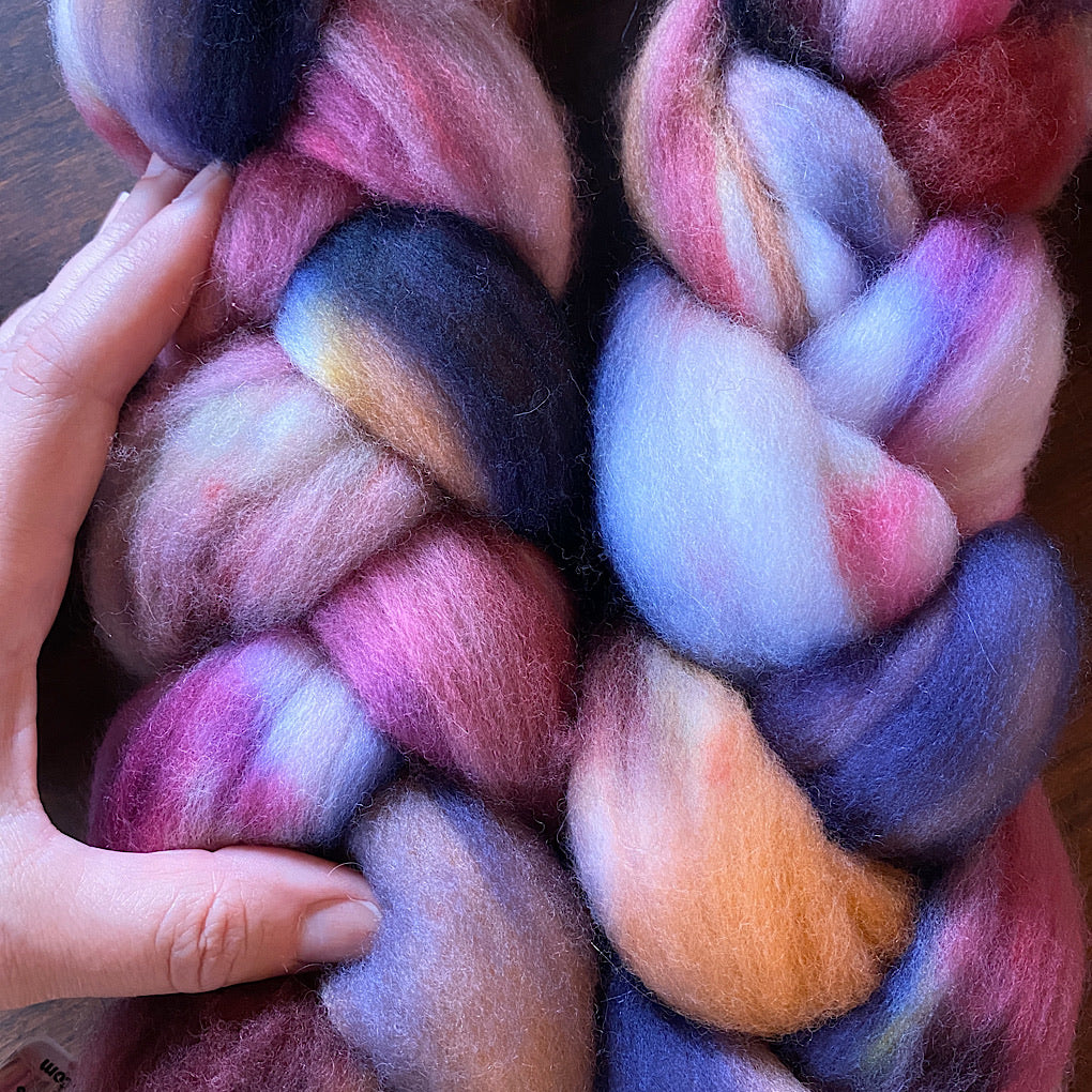 Hand painted merino roving