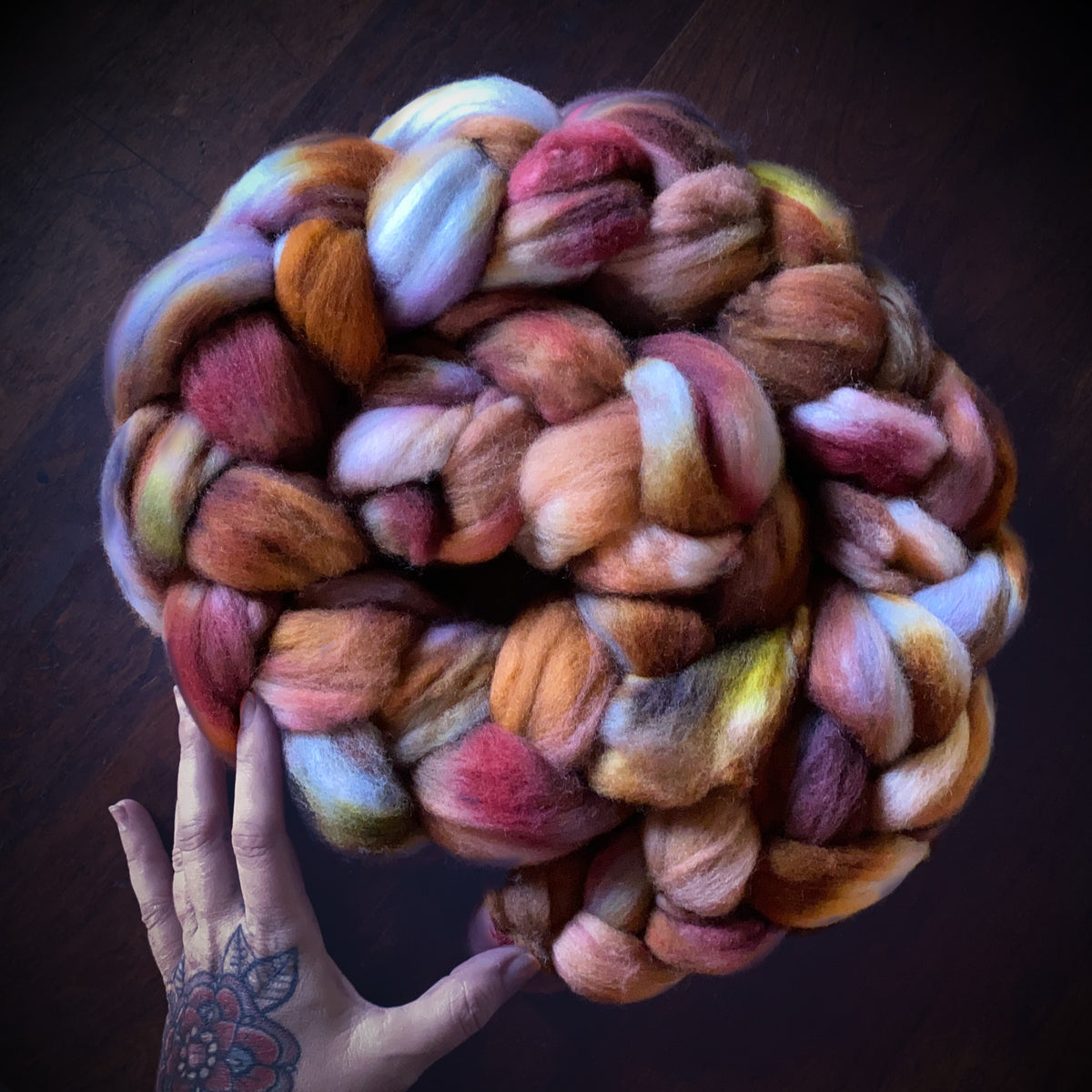 Hand painted merino roving